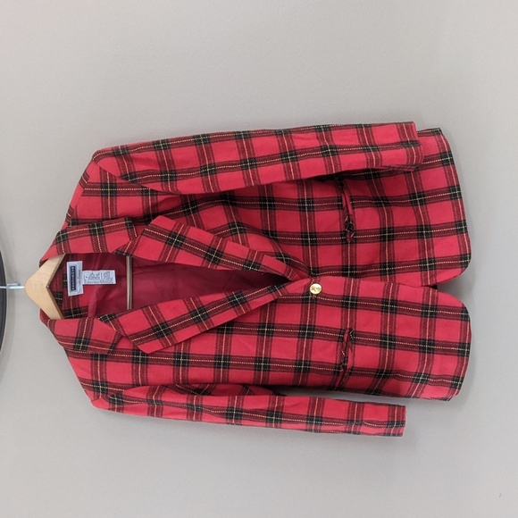 Sag Harbor Jackets & Blazers - Wool Sag harbor size 8 preppy plaid blazer with gold prophecy retro vintage
